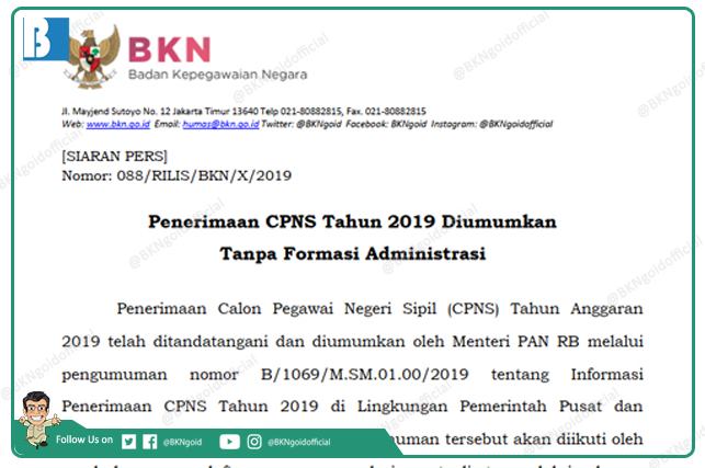 Penerimaan CPNS Tahun 2019 Diumumkan